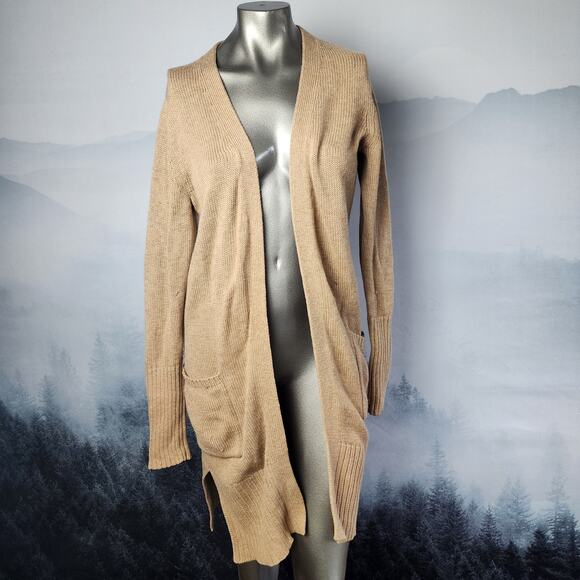 Athleta Merino Extra Fine Wool Brown Open Cardigan Duster | Women's Small - Picture 1 of 15
